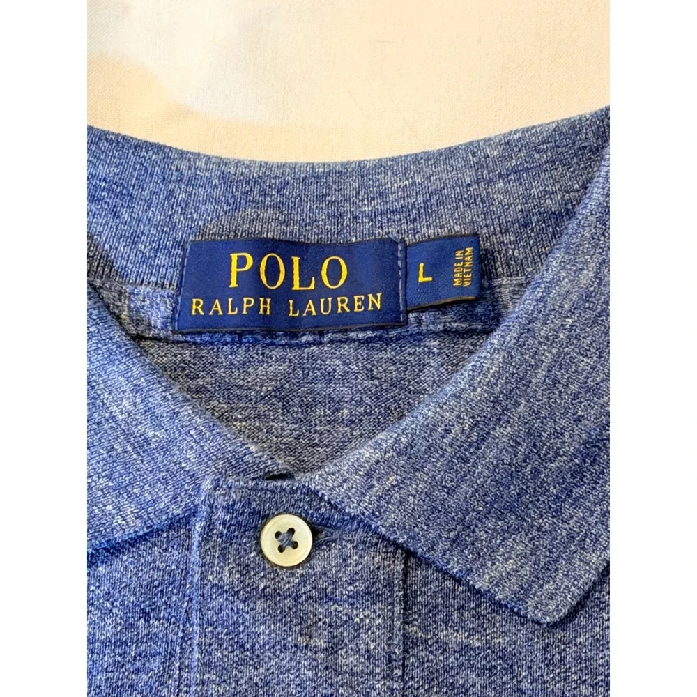 Polo Ralph Lauren Mens Large Blue Heather Cotton Short Sleeve Pony Logo Polo